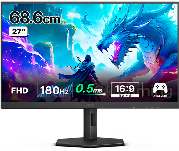 AOC FHD AOC 게이밍 IPS 180 프리싱크 HDR 무결점 모니터, 27G4X, 68.6cm