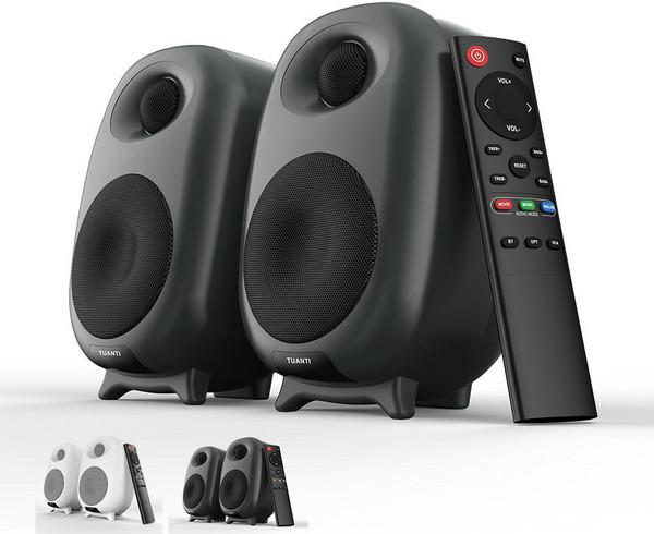 TUANTI 홈시어터 2채널 딥베이스 블루투스 북쉘프 스피커, 블랙(60W), SR06