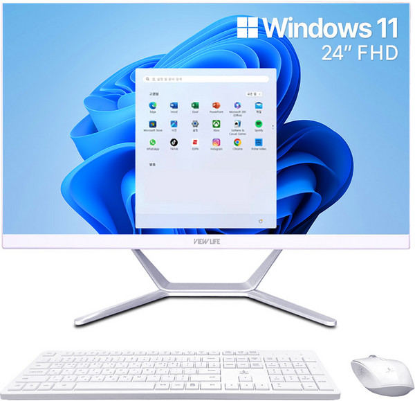 뷰라이프 24형 일체형PC N5095 정품 윈도우11 Pro 포함 무선키보드마우스 증정, 256GB, 8GB, 화이트, AP-D238-N5, WIN11 Pro