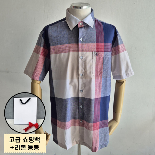 [매장정품] 닥스 DAKS 마혼방 남성용 체크 반팔 셔츠 여름 남방 시원한원단 선물포장제동봉