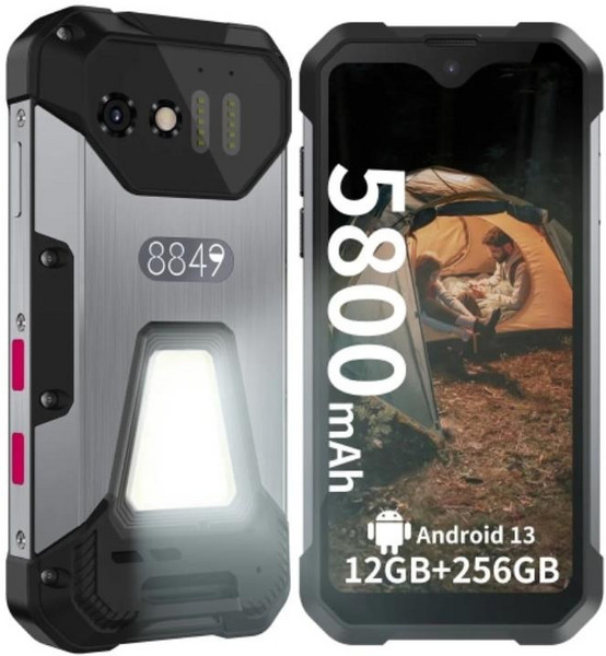 러기드폰 Unihertz 탱크 미니 러기드 폰 나이트 비전 버전 100MP 카메라 5800mAh 4.3 인치 안드로이드 13 헬리오 G99 옥타 4G 스마트폰 8GB 256GB, Add All Accessory, Black