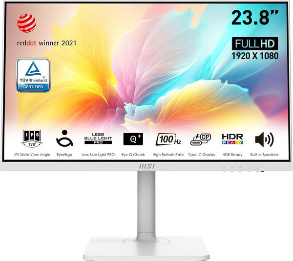 MSI Modern MD2412PW 24인치 IPS 1920 x 1080(FHD) 컴퓨터 모니터 100Hz 어댑티브 싱크 HDR 지원 HDMI USBC 15W 전원 공, MSI Modern MD2412PW 24인치 IPS 1
