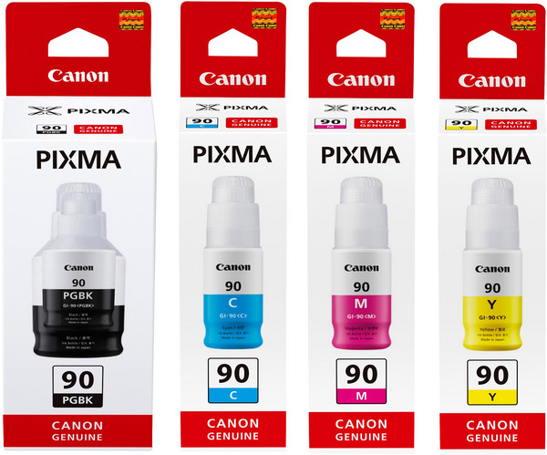 캐논 GI-90 검정+칼라 정품 잉크 세트 G5090 G5092 G6090 G6091 G6092 G7090 G7091 G7092 프린터 충전 리필 무한 정품 잉크 GI90, 1세트