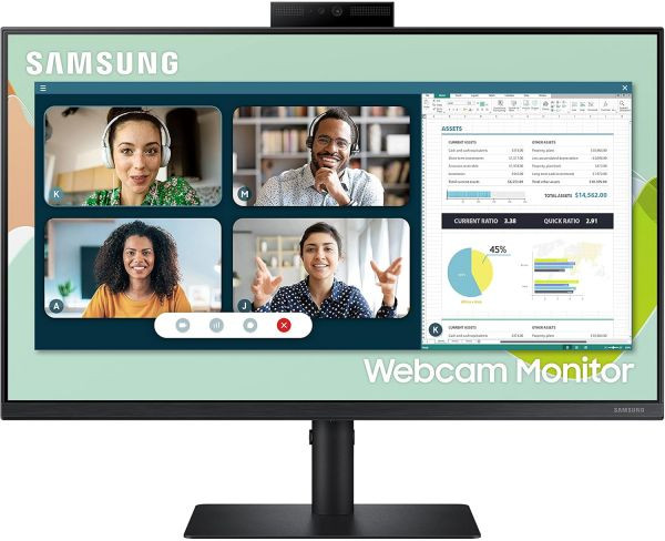 SAMSUNG삼성 S40VA 시리즈 24인치 컴퓨터 모니터 HDMI 75Hz IPS 내장 웹캠 스피커 마이크 FreeSync Premium LS24A400VENXZA, 1개