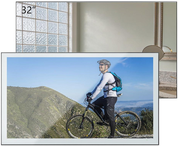 [ 1178062 ] 소라카 32인치 4K 미러 스크린 LED TV 방수 욕실 스마트 구글 시스템 WiFi 블루투스 음성 제어 ATSC DTV 호텔 광고 실내 안드로이드, 32