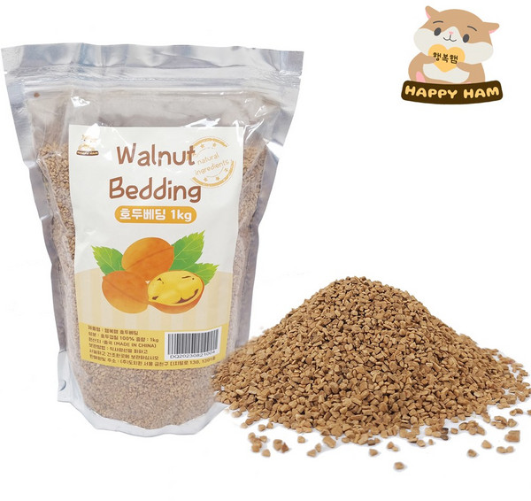 HappyHam 자연산 호두베딩 햄스터 앵무새 소동물용, 1개, 1kg