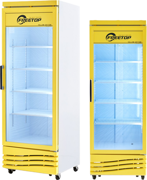 업소용 음료수 냉장고 프리탑 FT-470RY 옐로우 컬러 수직형 음료 쇼케이스, 무료_도봉노원강동중랑구리하남/동두천/양주/의정부/남양주