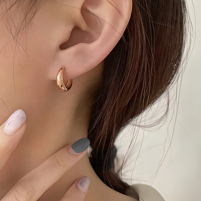 젤루나 여성용 볼드 원터치 링 귀걸이 P-222 2p