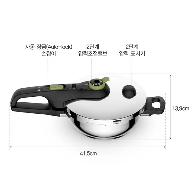 테팔 시큐어 트렌디 압력솥 2인용 + 유리뚜껑, 2L, 실버, 1세트
