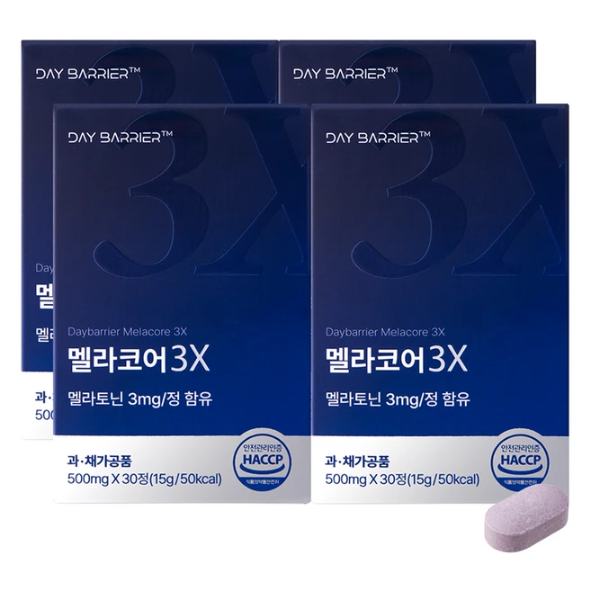 데이배리어 멜라토닌 멜라코어 3X 15g, 4개, 30정