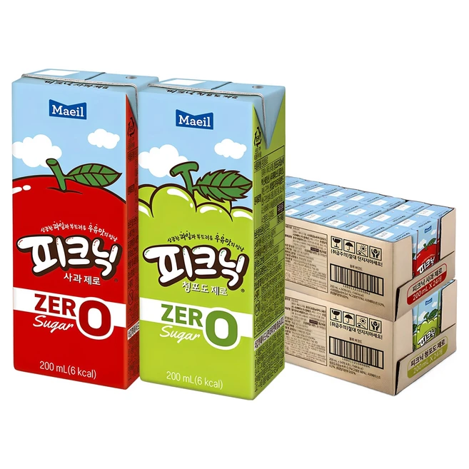 매일 피크닉 제로 청포도 200ml 24p + 사과 200ml 24p, 1세트