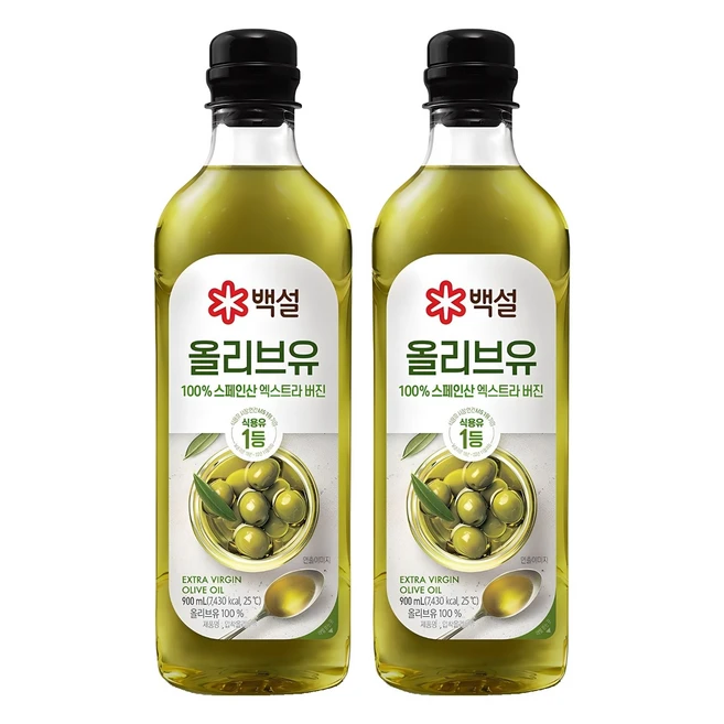백설 압착 올리브유, 900ml, 2개