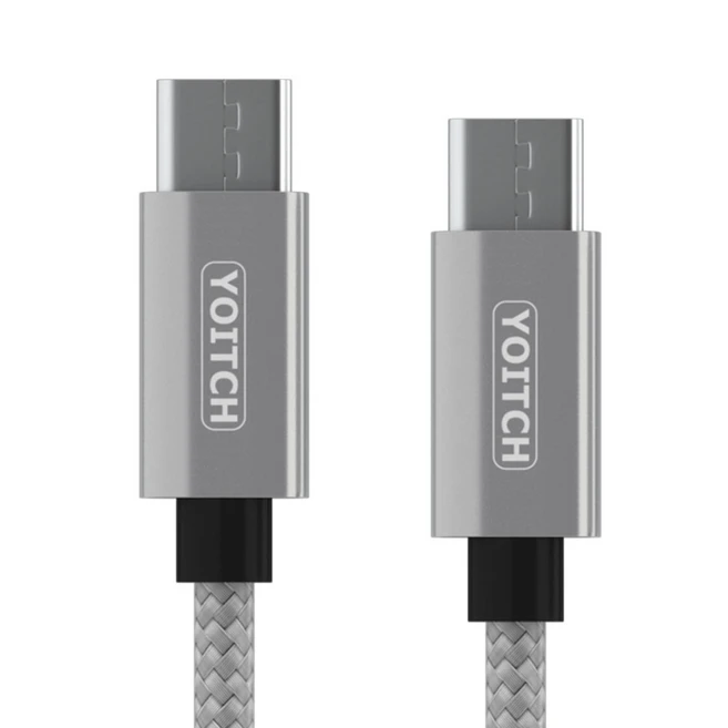 요이치 C타입-C타입 웨이크 CC 60w 초고속 USB 3.1 Gen1 PD 고속충전 케이블, 100cm, 메탈, 1개