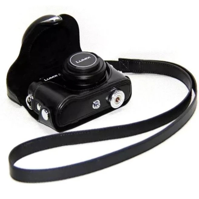 PU 가죽 가방 커버 파나소닉 Lumix DMC-LX7 LX7 LX5 LX3 보호 하단 케이스 어깨 스트랩 카메라 비디오 하드, 02 Brown, 1개