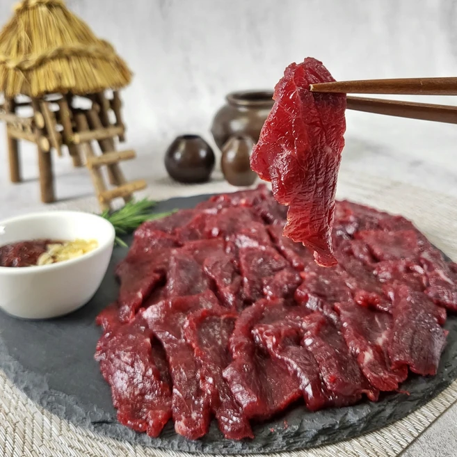 뭉티기 육사시미 당일도축 한우 100g, 280g, 1개, 장가 한우 뭉티기