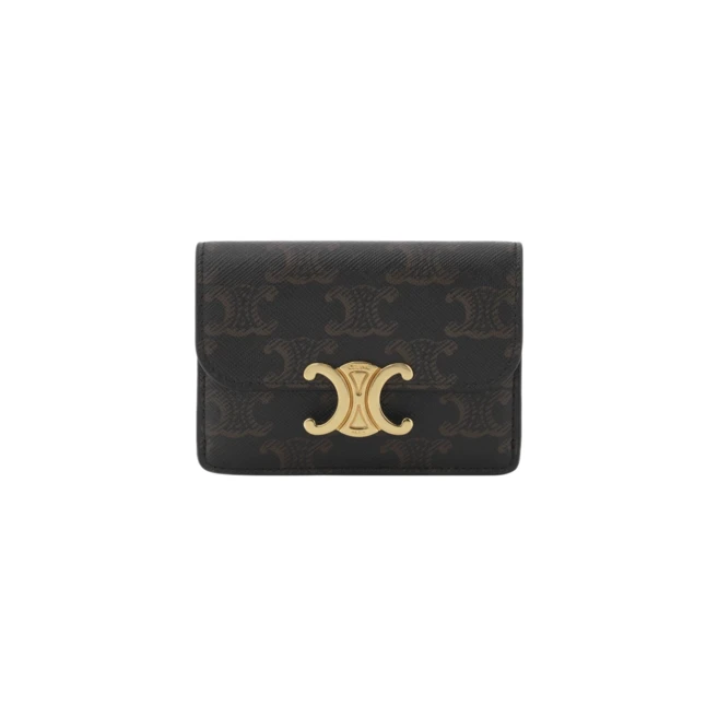 셀린느 트리옹프 캔버스 플랩 카드 홀더 탄 10I582CPJ-04LU