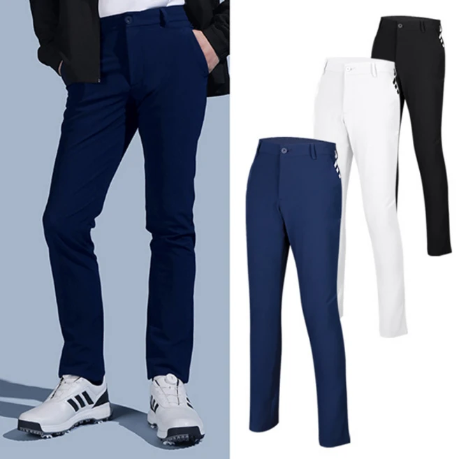 아디다스 골프 SS 봄 간절기 삼선로고 코어 남성 허리 밴딩 슬림핏 긴바지