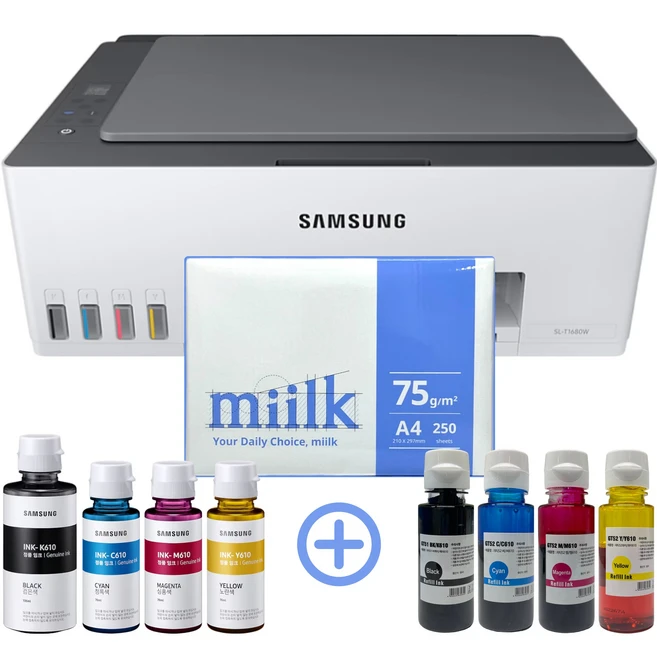 삼성 SL-T1680W 무한잉크 와이파이 복합기 정품잉크+호환재생잉크+A4용지 250매 구성