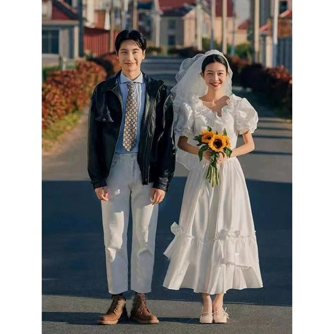 레트로 웨딩드레스 2부드레스 드레스 의상 복고 스몰웨딩드레스