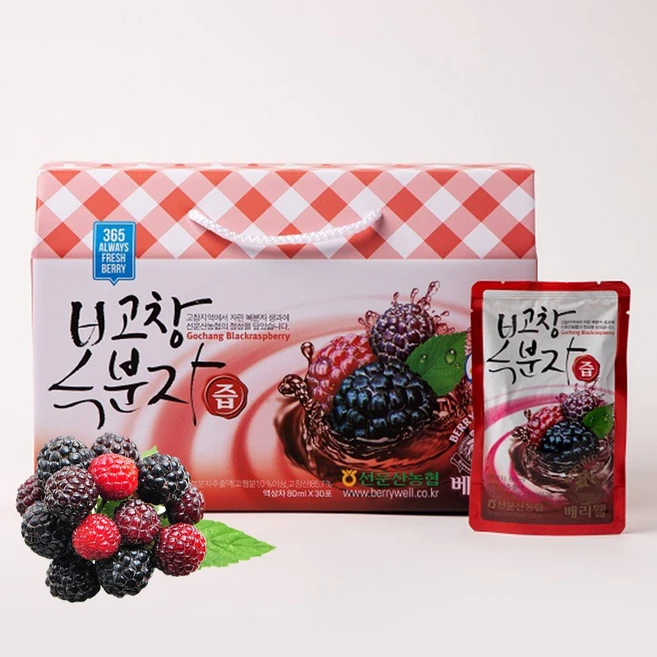 [베리웰] 고창 선운산농협 복분자즙, 30개, 80ml