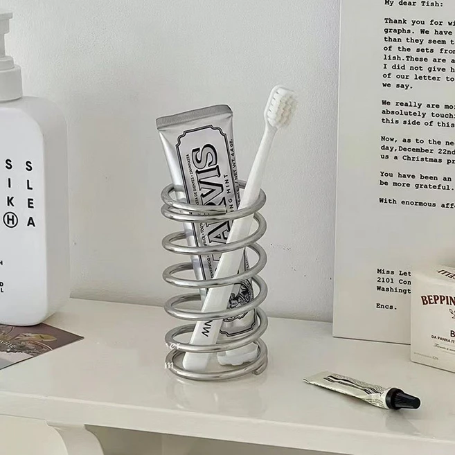 셀루앙드 스프링 스테인리스 칫솔꽂이 다용도 홀더, 11.6*6.6cm, 1개