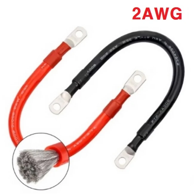 실리콘케이블 / 2AWG / 35SQ / 양쪽 구리터미널 / 7000가닥 구리선 / 전원 케이블 / 적정전류 200A, 1개, 2AWG 레드 30CM