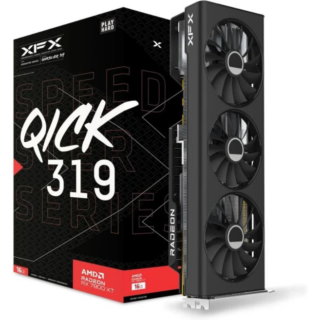 XFX 스피드스터 MERC310 AMD 라데온 RX 7900XTX 블랙 게이밍 그래픽 카드24GB GDDR6 RDNA 3 RX79XMERCB9 포함, RX 7800 XT QICK
