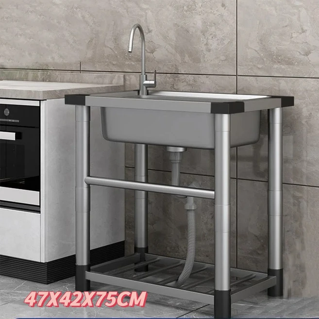 Zoomland 간이 이동식 싱크대 세면대 스텐 업소용싱크대 주방싱크대 싱크대개수대, 1, 1개