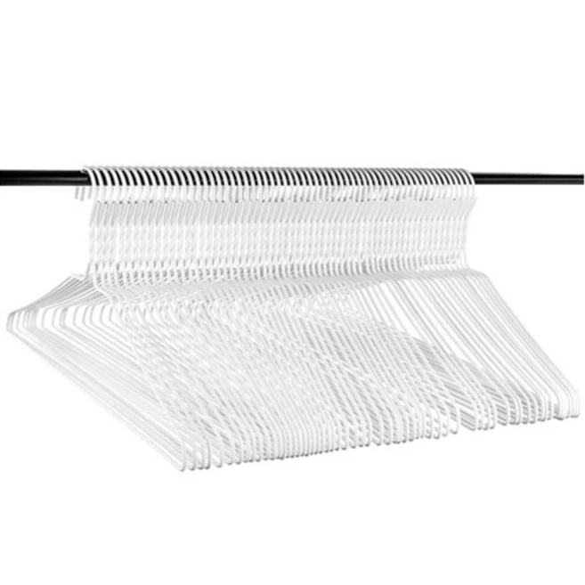 4mm 두꺼운 16인치 세탁소 옷걸이 50개입, 50개, 흰색