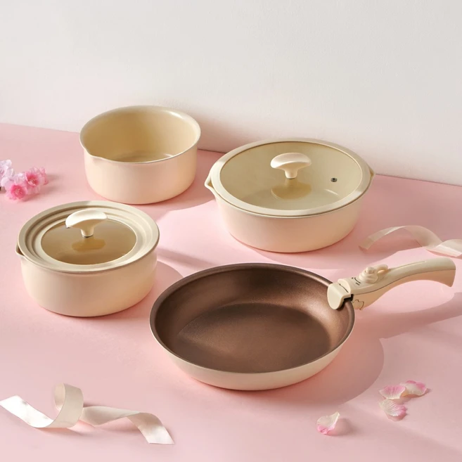 퀸센스 베로나 아이보리 쿡웨어 IH 멀티핸들 냄비 프라이팬 세트, 냄비 프라이팬 7종