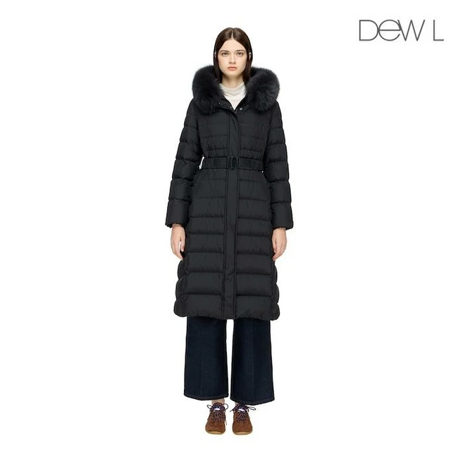 듀엘 퍼 트리밍 벨티드 구스 롱 다운 BK D244PSG232