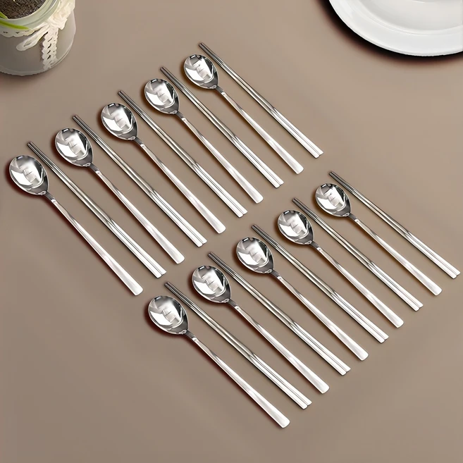 윌리브 국산 스텐 노바 수저세트, 실버, 숟가락 10P + 젓가락 10P, 1세트