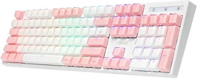 앱코 옵티컬 기계식 게이밍 유선 일반형 키보드 클릭, 핑크, AN05, 청축