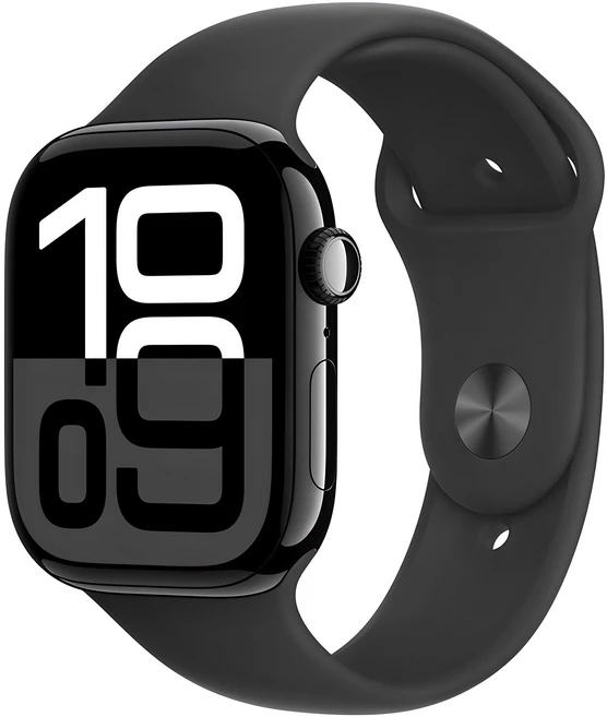 Apple 애플워치 10 GPS, 46mm, 제트 블랙 / 블랙 스포츠 밴드, M/L