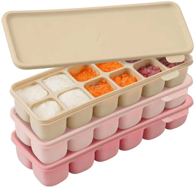 아띠래빗 쏙쏙 실리콘 멀티큐브 12구 이유식냉동용기, 360ml, 아띠핑크 + 아띠로즈 + 푸딩베이지, 3개