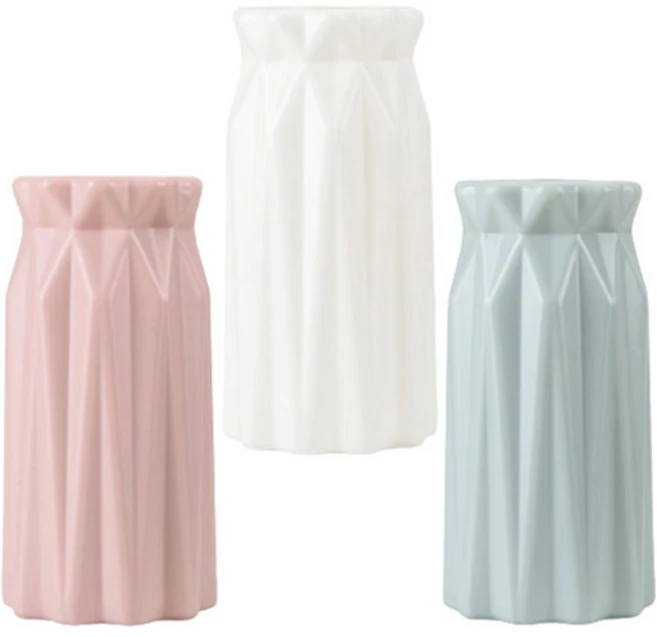 데코트리 파스텔 플라스틱 인테리어 장식 화병 3P, 혼합색상