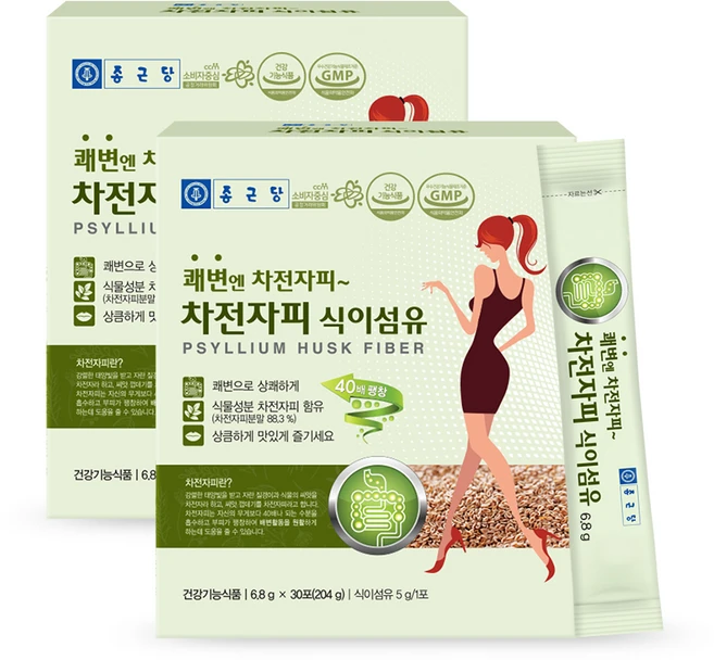 종근당 차전자피 식이섬유 30개입, 204g, 2개