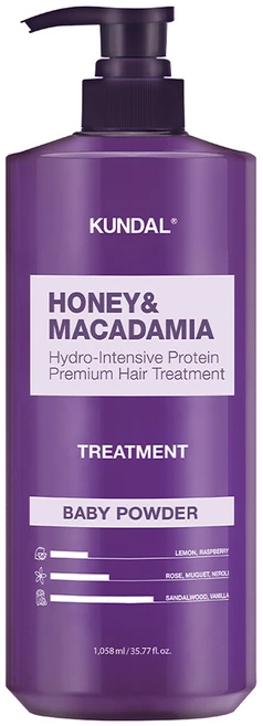 쿤달 허니 앤 마카다미아 헤어트리트먼트 베이비파우더향, 1058ml, 1개
