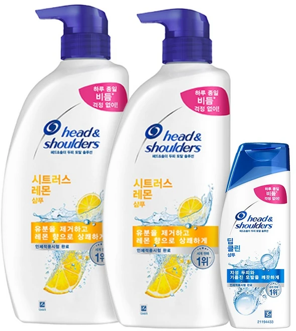 헤드앤숄더 시트러스 레몬 샴푸 프루티플로럴 향 800ml x 2p + 딥클린 샴푸 90ml 달콤한향 세트, 1세트