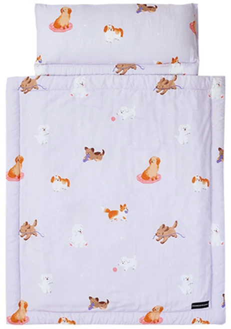 도노도노 유아용 사계절 모달 인견 낮잠이불 세트 반일체형, 퍼피 랜드