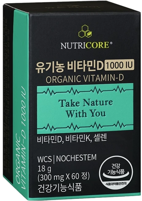 뉴트리코어 유기농 비타민D 1000 IU 18g, 60정, 1개
