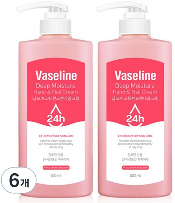 시투와이 바세린 24h 딥 모이스춰 핸드앤네일 크림, 500ml, 6개