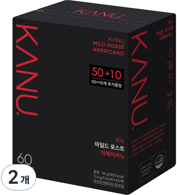 카누 마일드 로스트 아메리카노 원두커피스틱, 1.6g, 60개입, 2개