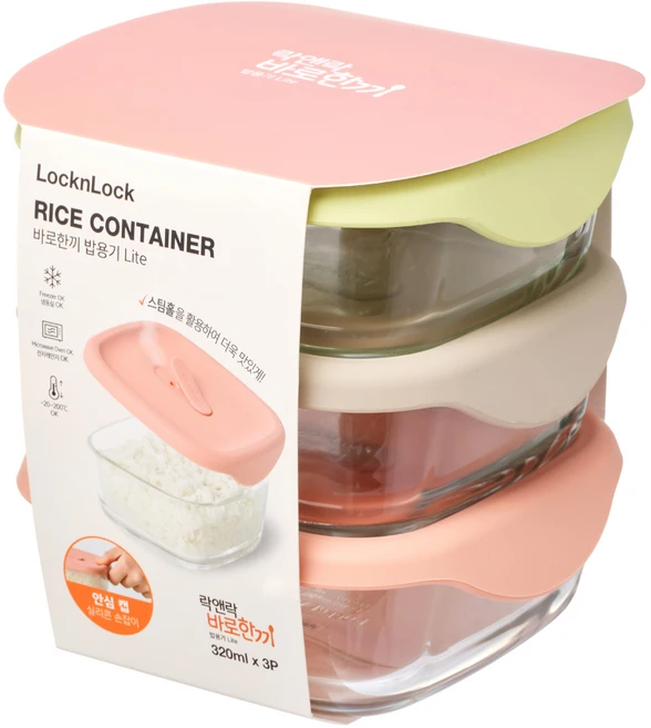 락앤락 바로한끼 밥용기 세트 Lite, 1세트, 320ml(3P)
