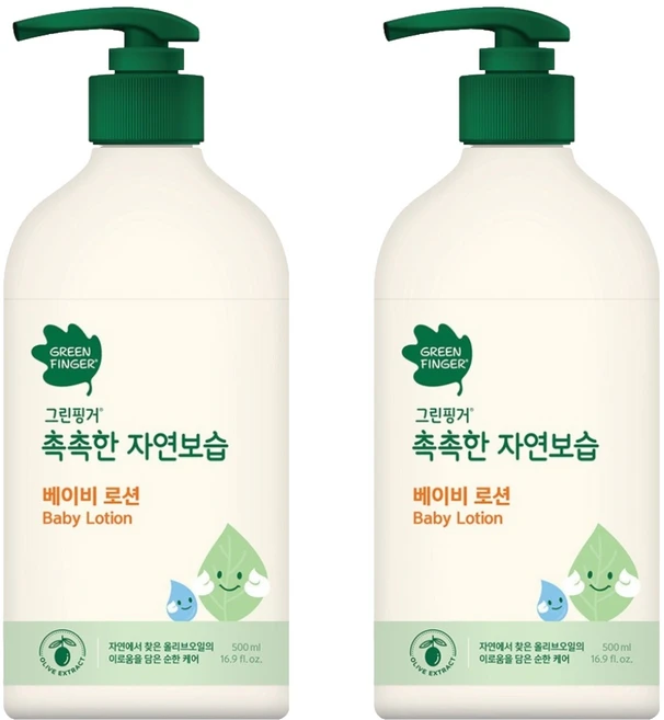 그린핑거 촉촉한 자연보습 베이비 로션, 500ml, 2개
