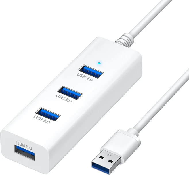 홈플래닛 4포트 USB3.0 허브 HUB4A, 화이트, 1개