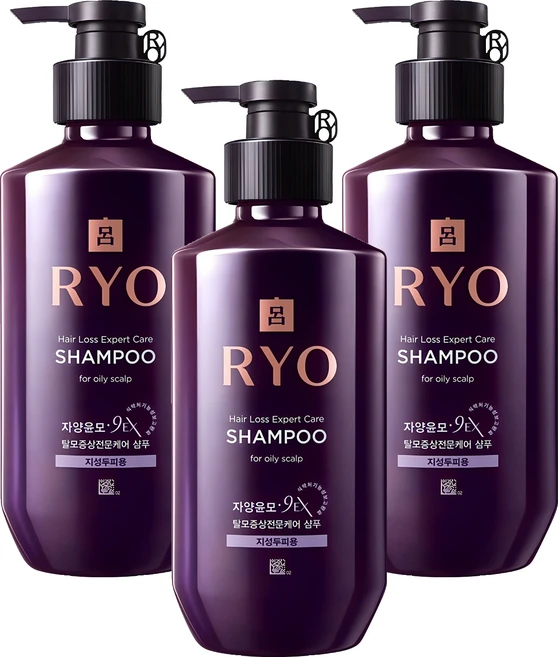 려 자양윤모 9EX 탈모증상전문케어 지성두피용 샴푸, 400ml, 3개