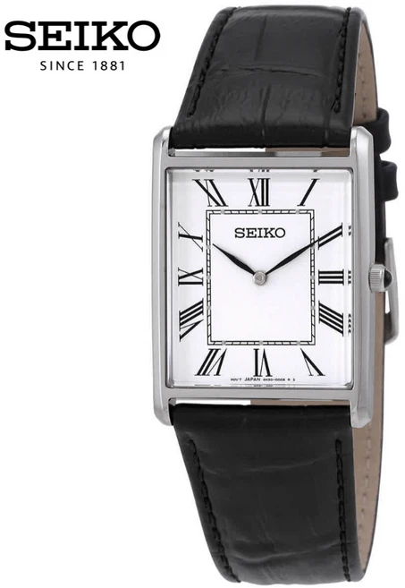 세이코 에센셜 세르띠에 탱크 남성용 가죽시계 SWR049