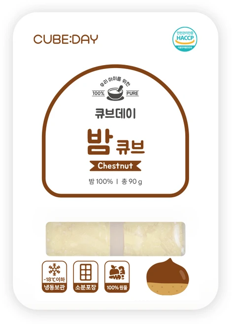 큐브데이 밤 큐브 (고운 입자 초기 중기 후기) 다진 야채 채소 무스 토핑 죽, 1개, 90g
