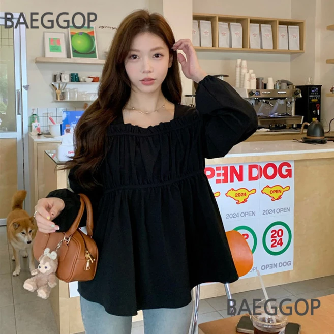 배꼽 B172-8 콘버브 빅사이즈여성의류 봄가을 블라우스 44-110